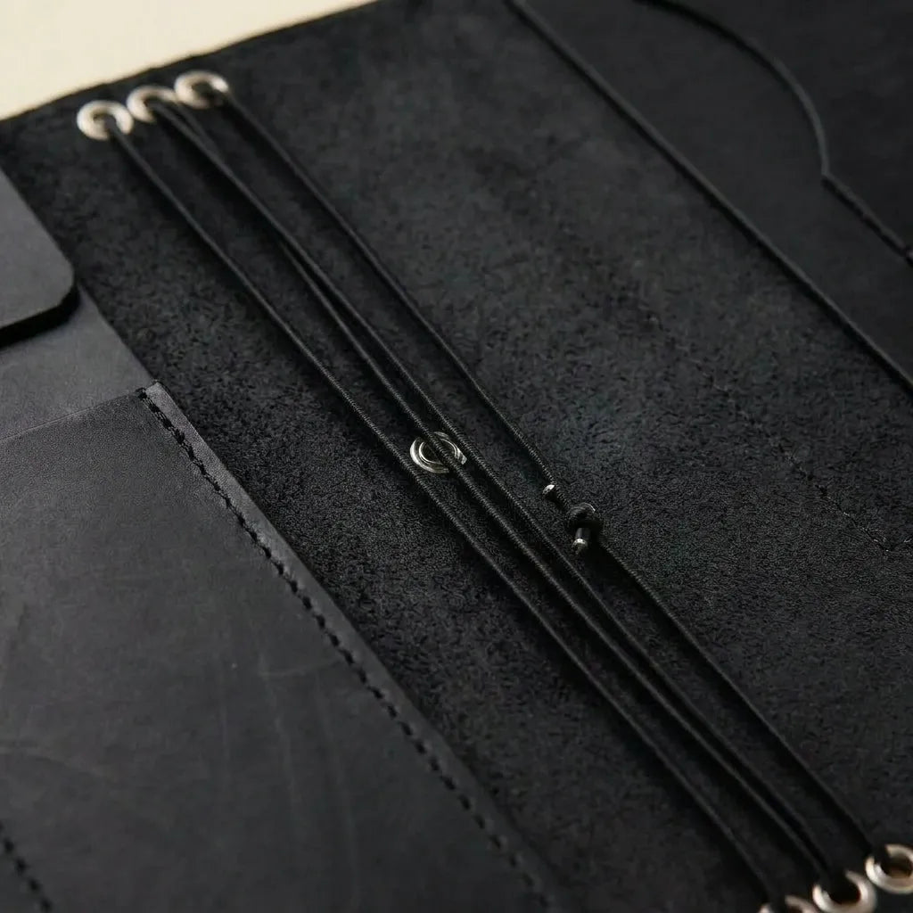 Leather notebook portfolio handcrafted from authentic materials for daily carry.