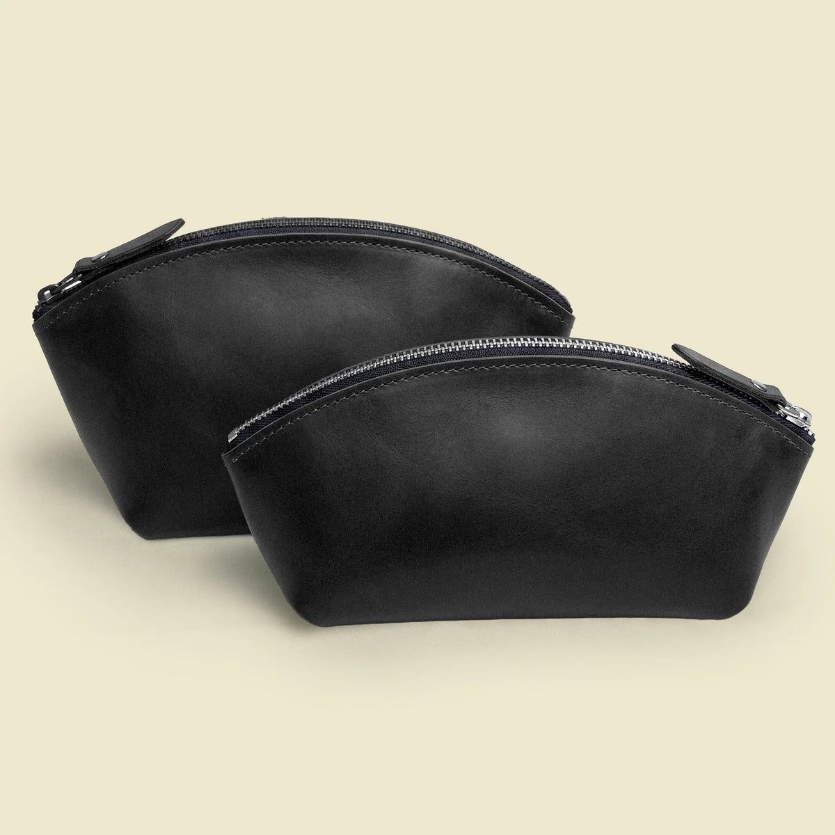 Durable leather makeup bag with zipper closure for cosmetics and travel essentials