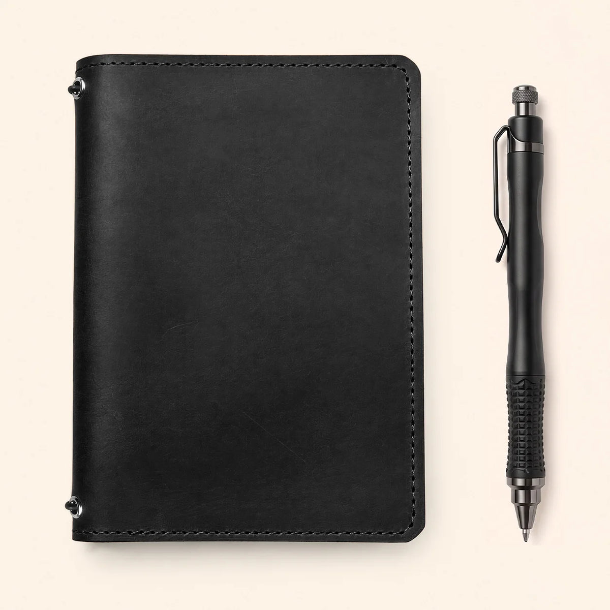 Natural genuine leather cover with convenient pockets and flexible notebook closures