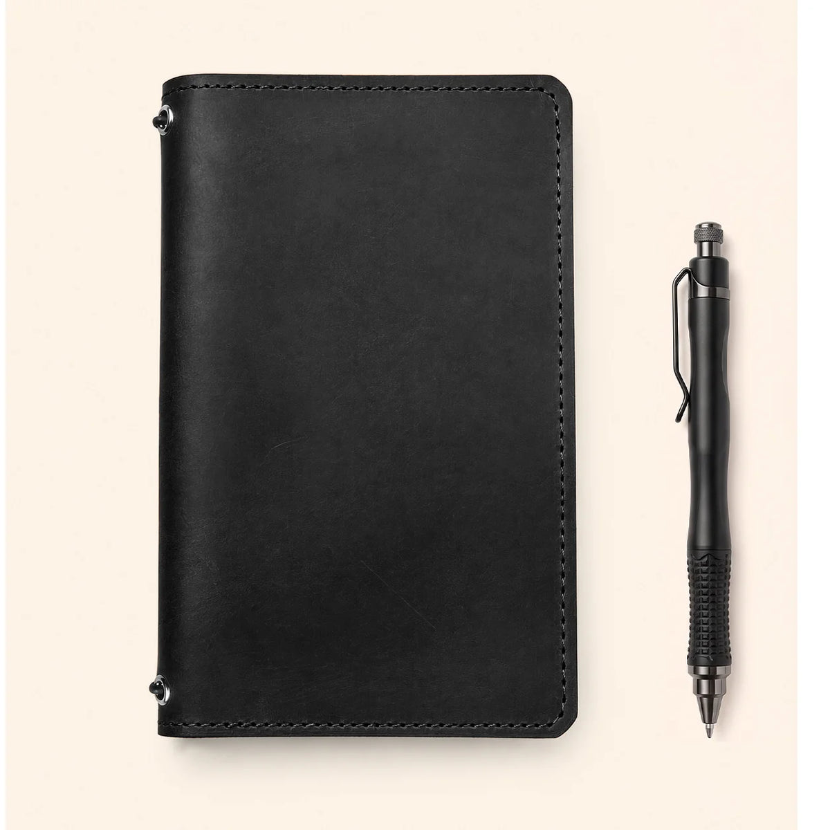 Natural first grade leather cover with paired bands and dedicated inner storage pockets