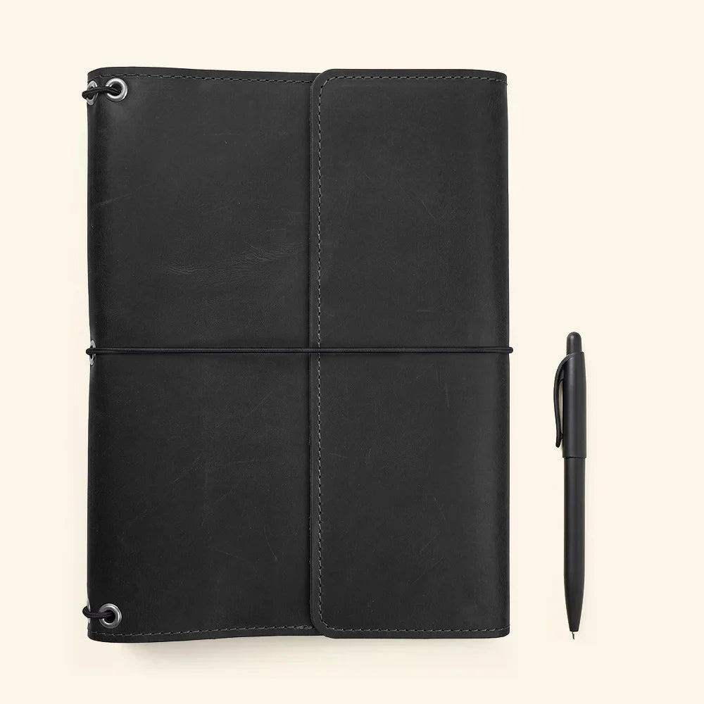 Handcrafted refillable notebook cover made from genuine leather for everyday planning and writing.