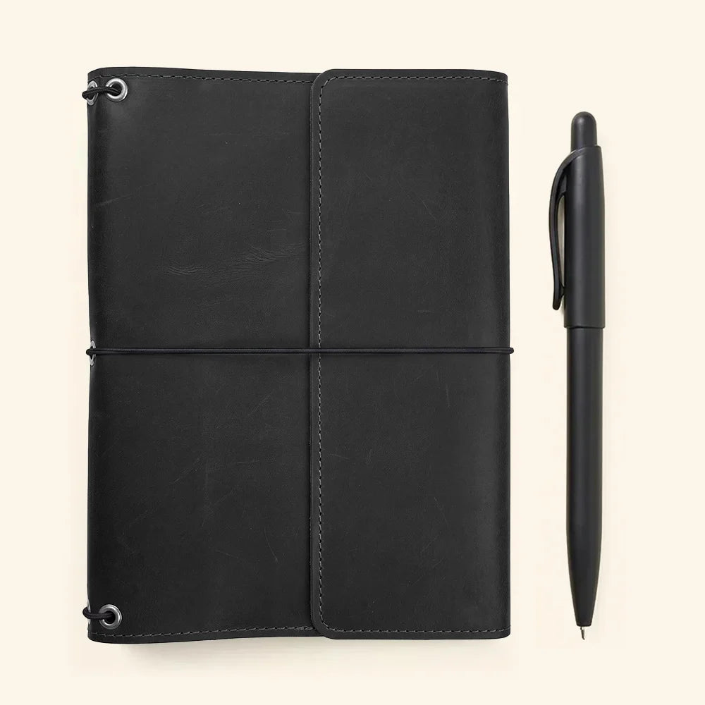 Full grain leather notebook holder designed for everyday writing, planning, and organized travel.