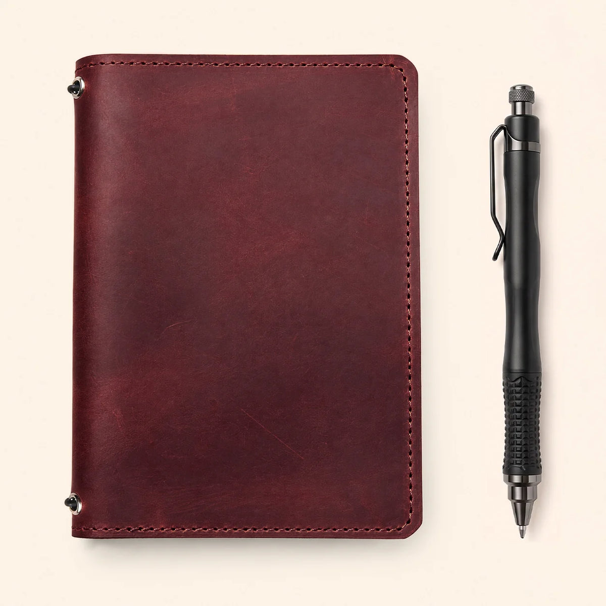First grade Crazy Horse leather notebook cover with two bands and interior organization