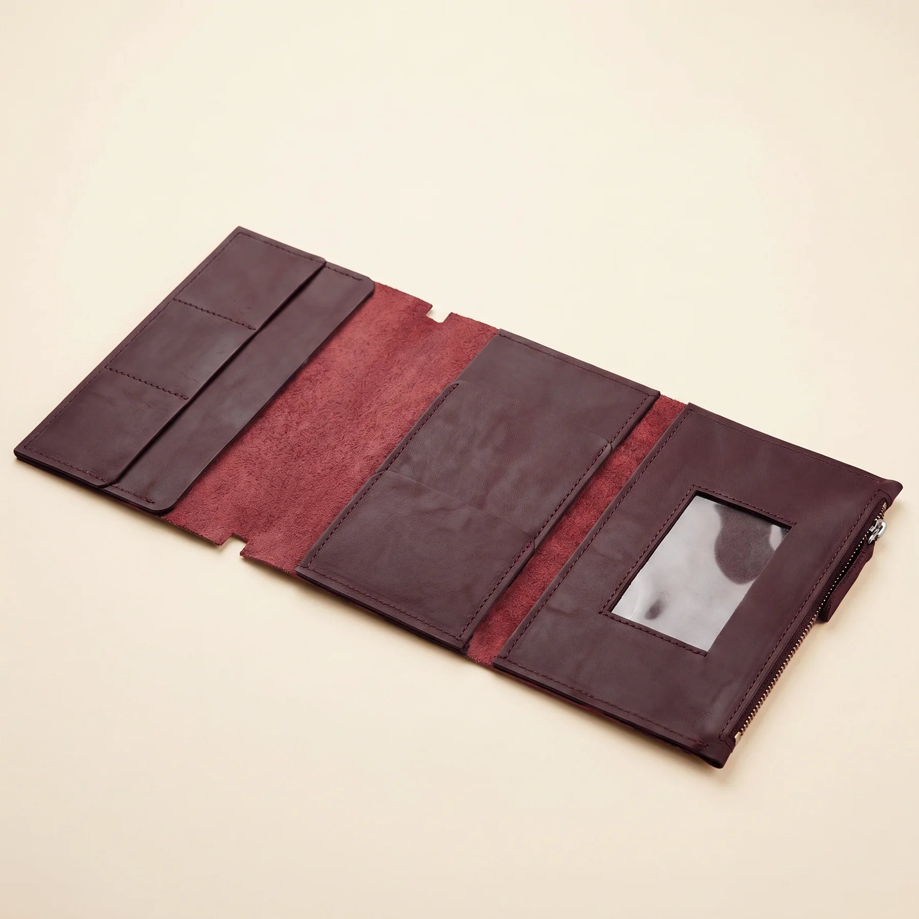 Leather planner organizer insert with card and accessory pockets