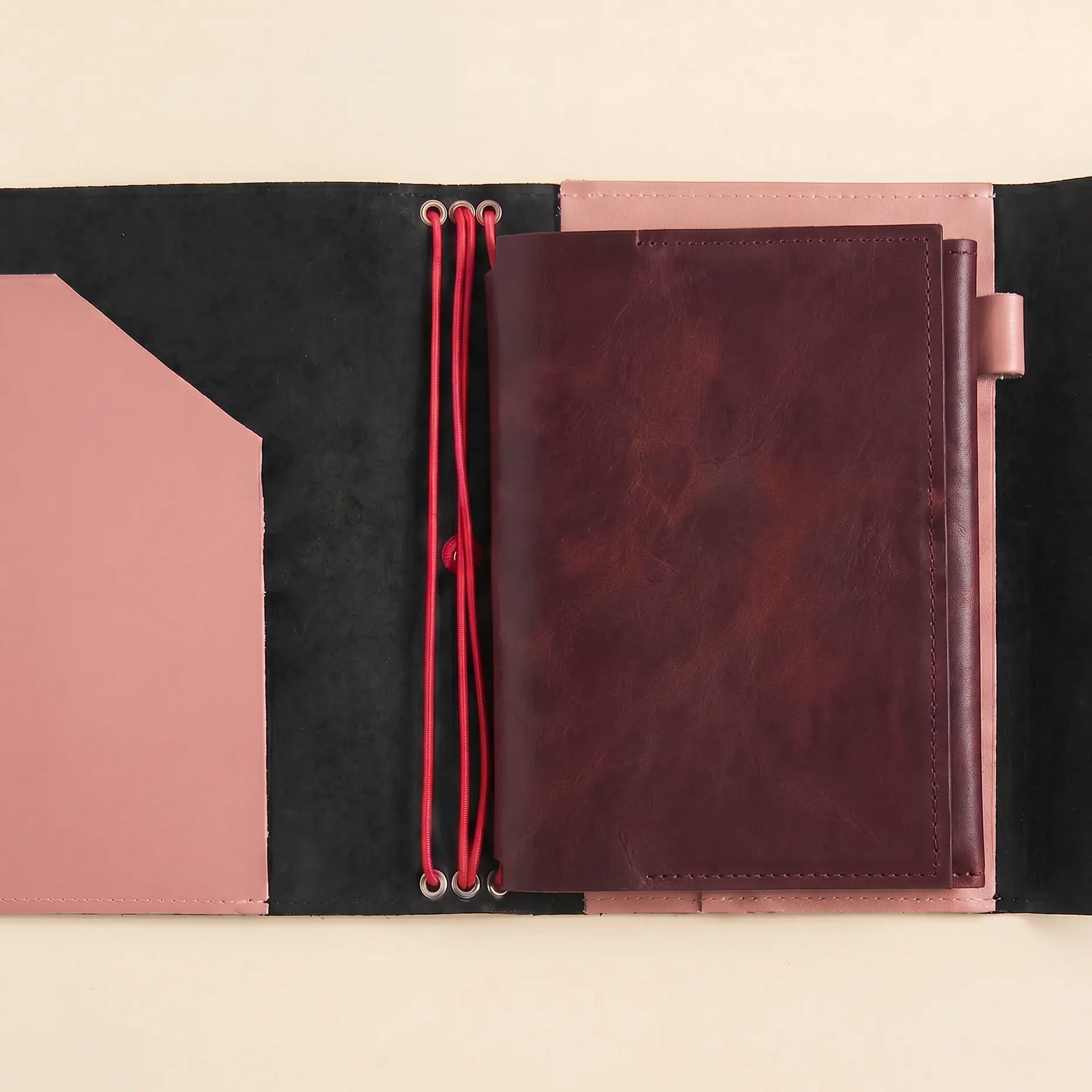 Slim leather journal insert for organizing cards and notes