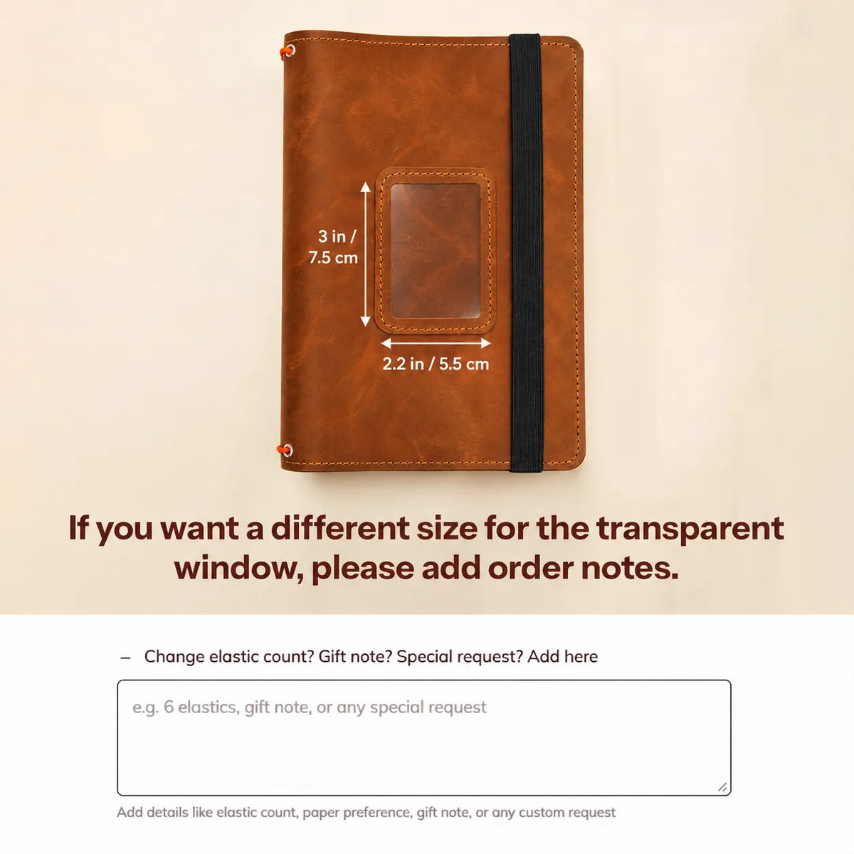 Natural leather notebook cover handcrafted from high-quality Crazy Horse leather.