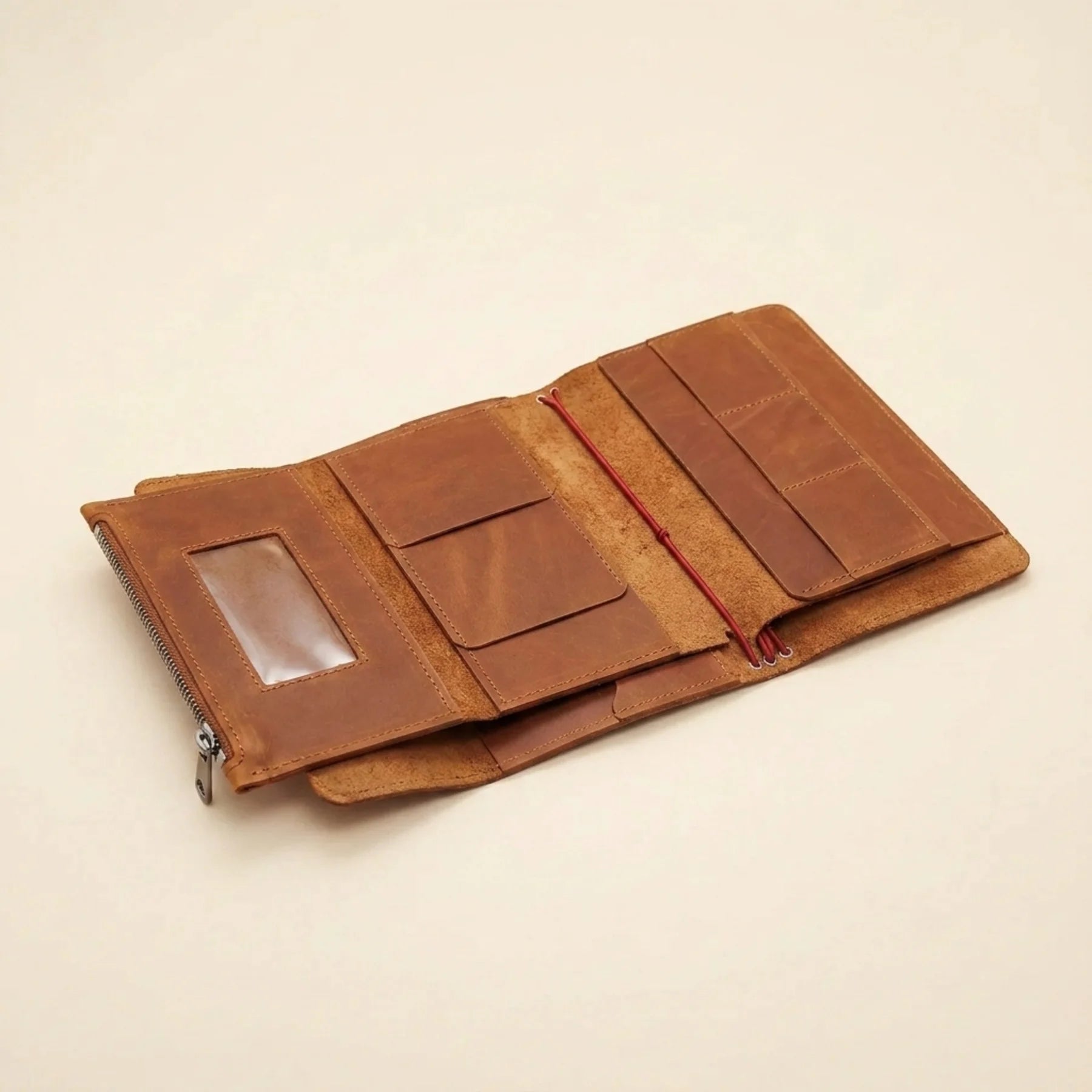 Premium leather journal organizer insert with storage pockets