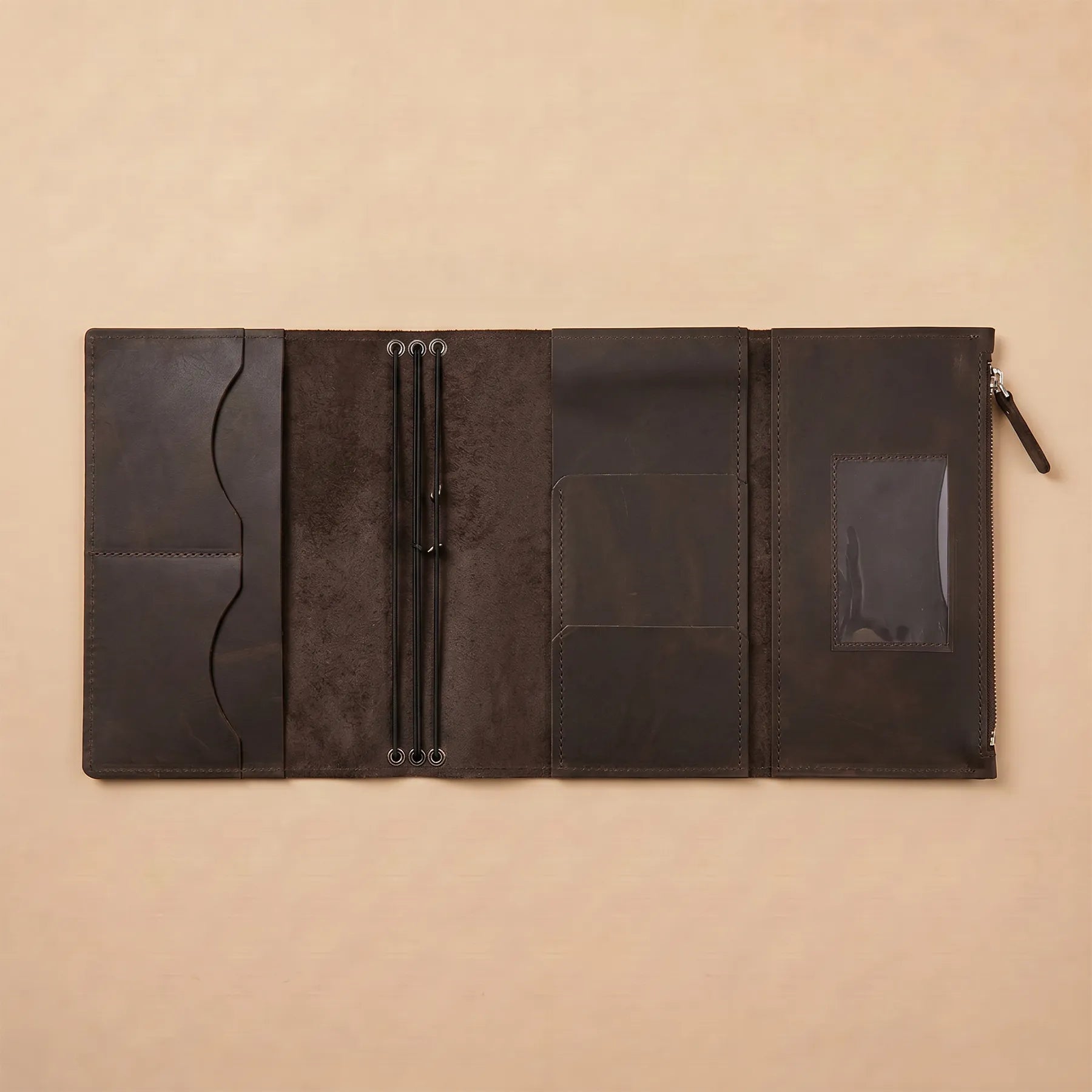 Handmade leather journal cover with natural leather texture and vintage appeal.
