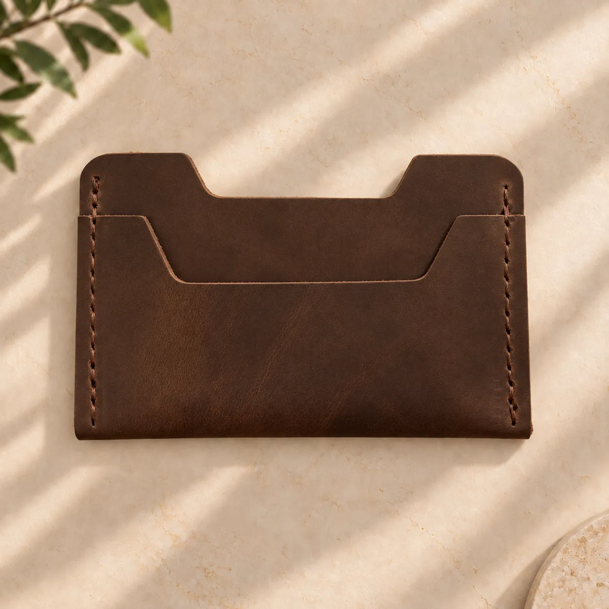 Handmade genuine leather card wallet with two convenient slots