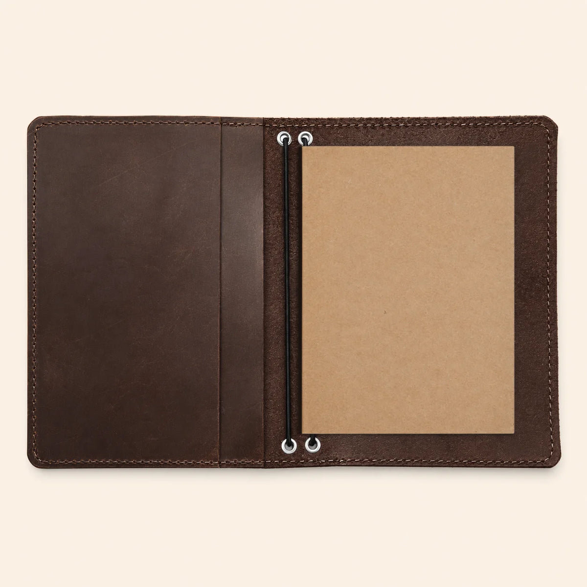 Rustic leather planner cover with natural Crazy Horse grain and two elastic holders
