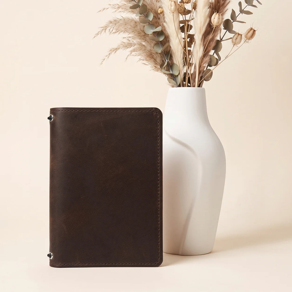 Genuine Crazy Horse leather cover featuring flexible bands and convenient interior pockets