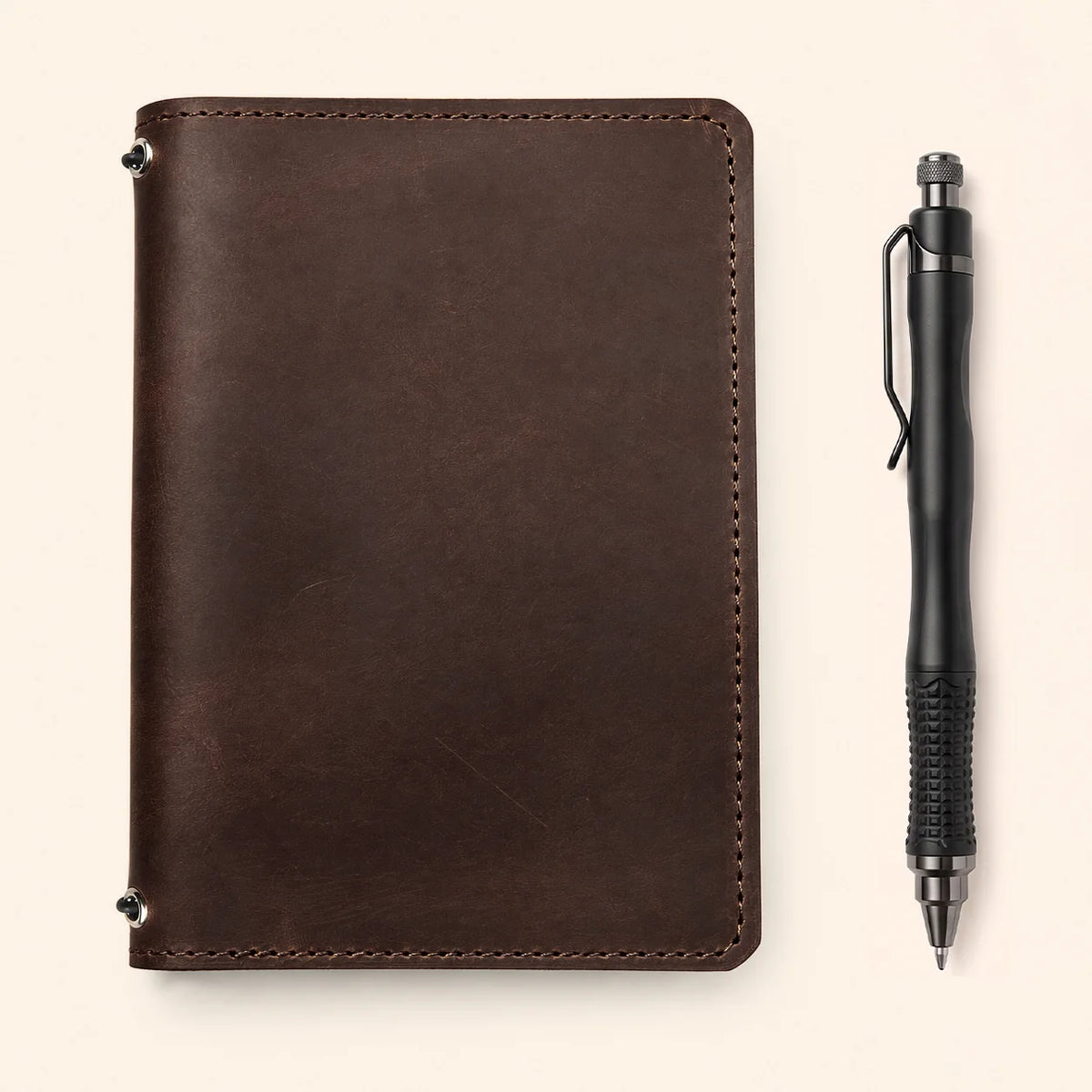 Handmade first grade leather journal cover with two elastic notebook holders