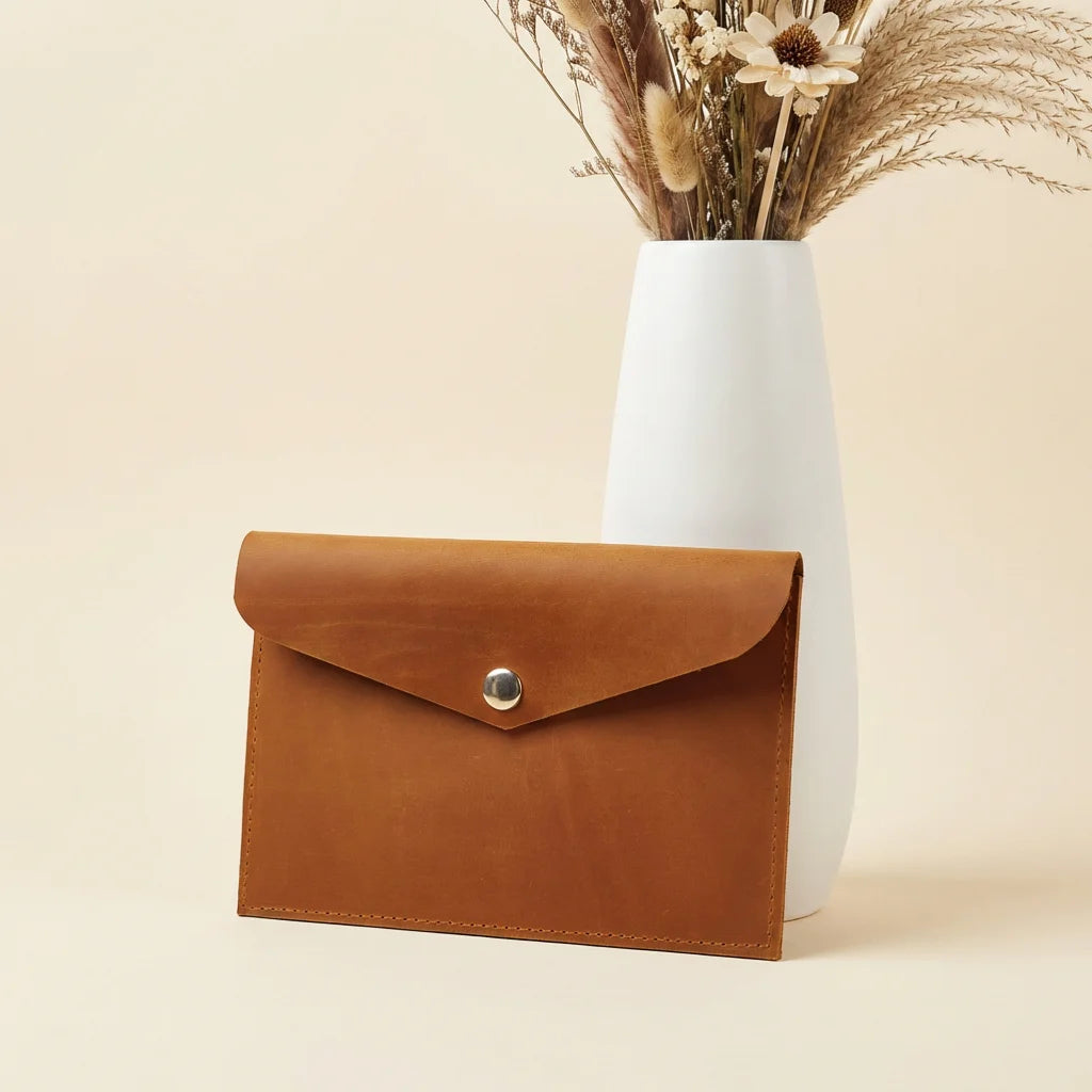 Handmade leather envelope notebook insert for elastic journal covers