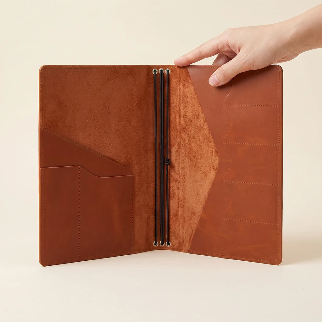 Genuine leather writing cover designed for journals, planners, and sketches.