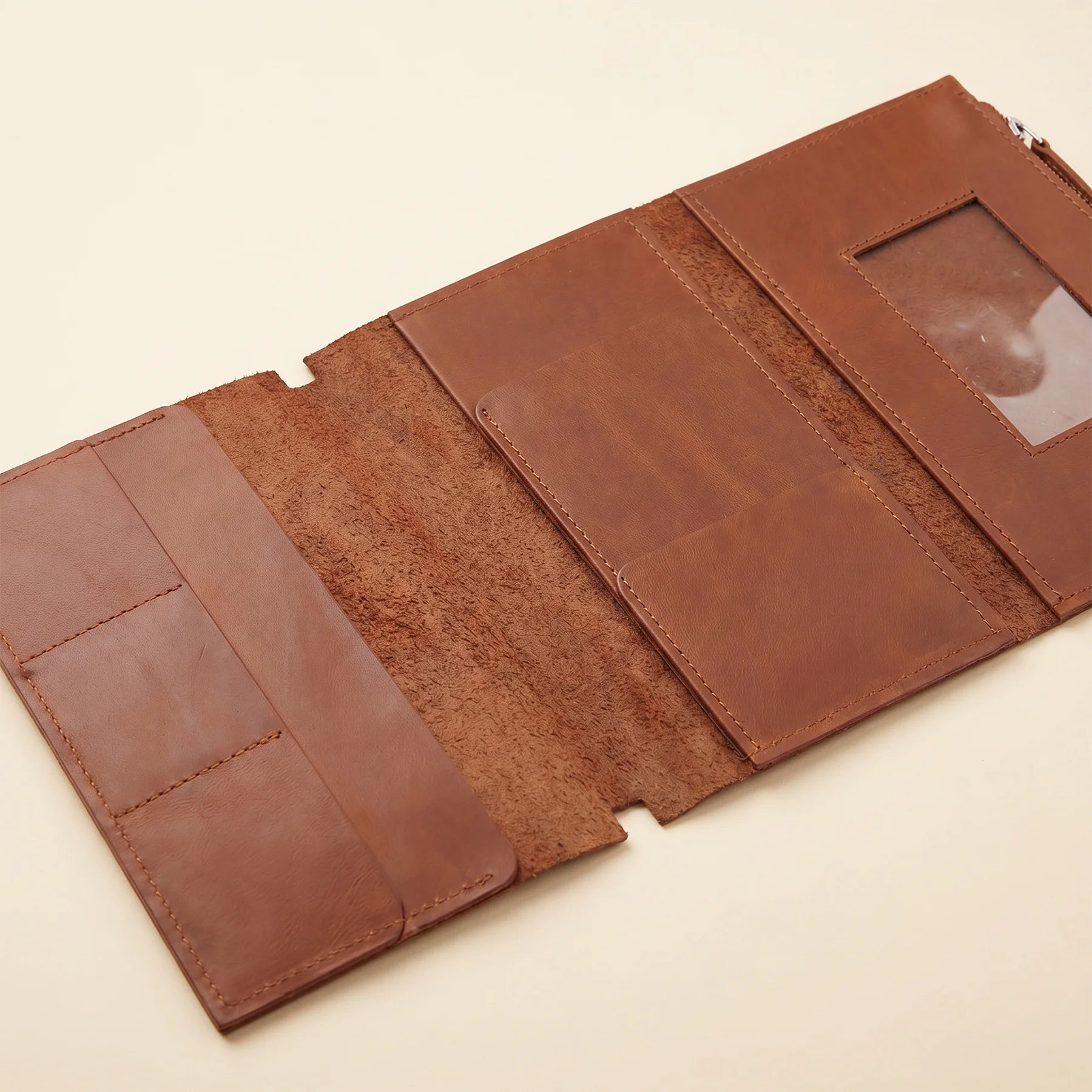 Leather insert with pockets designed for elastic notebook covers