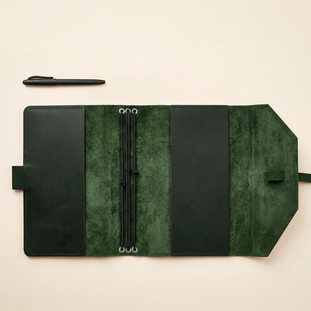 Elegant notebook organizer crafted from leather for work or travel.