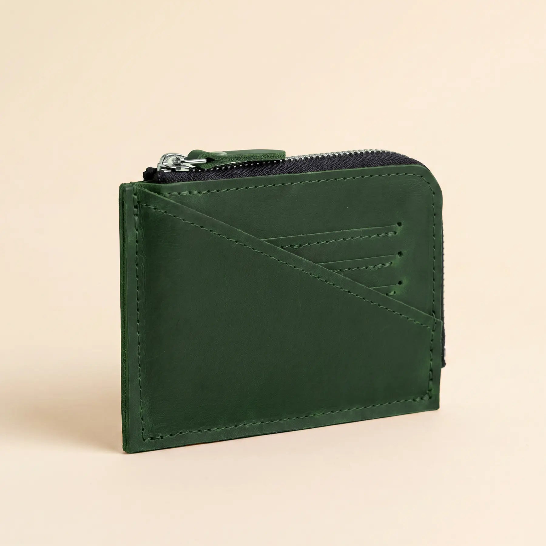 Elegant genuine leather wallet with zip closure, perfect for travel, work, and everyday use.