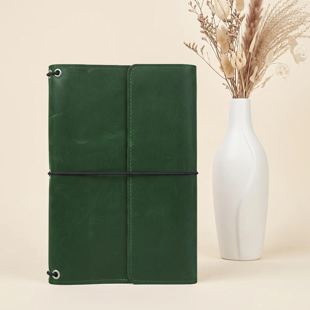 Leather notebook cover designed for creative professionals, students, and everyday journaling needs.