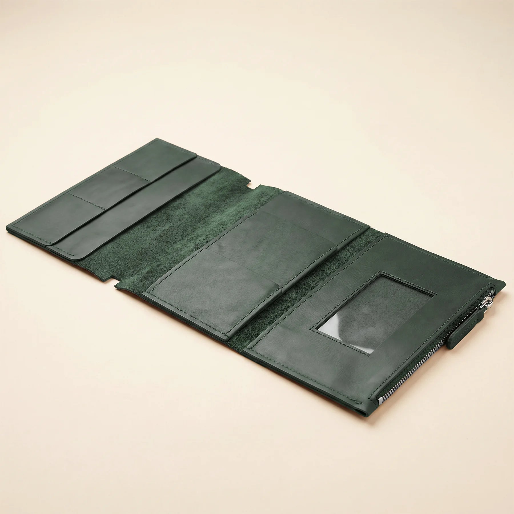 Handmade genuine leather insert with pockets for notebook organization