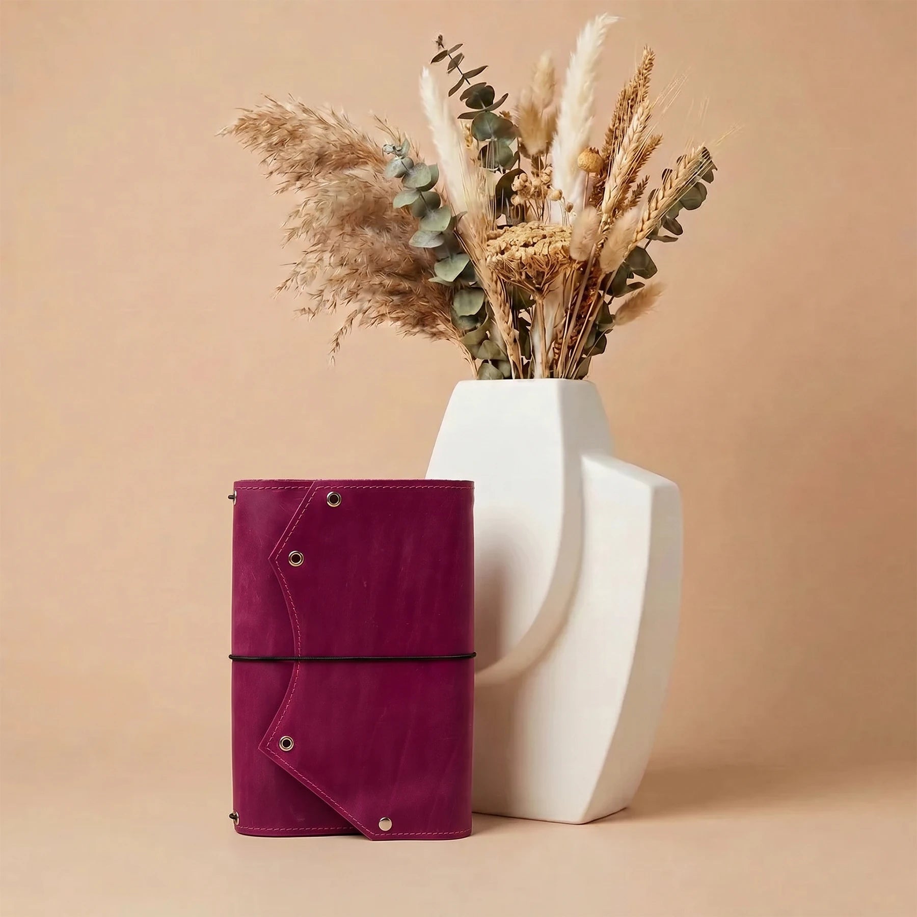 Genuine leather journal cover featuring a spacious zippered pocket inside for convenient storage.