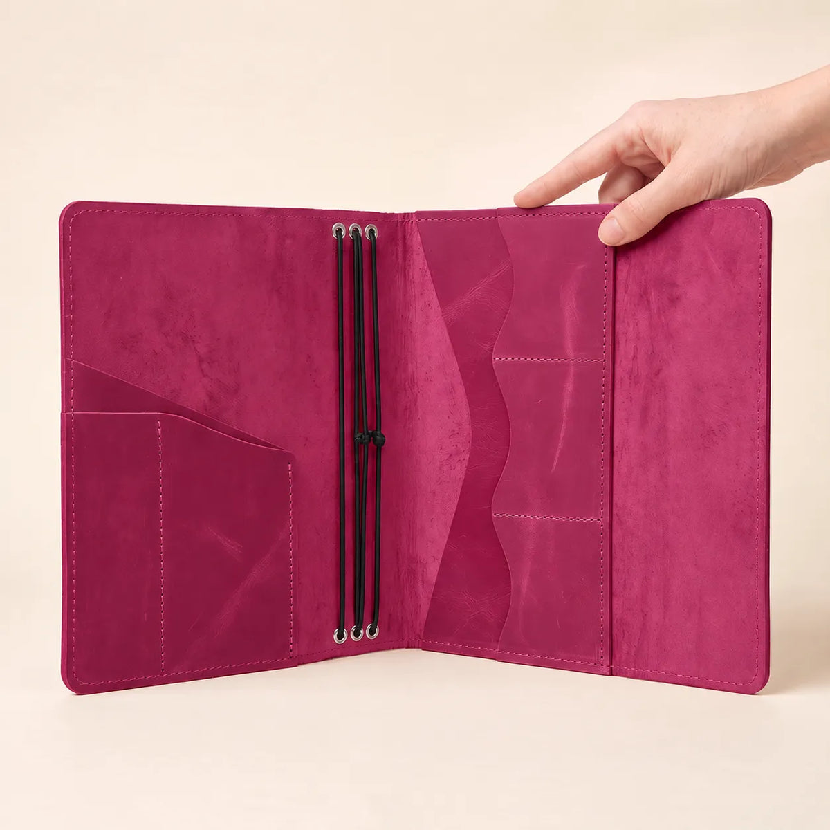 Natural Crazy Horse leather journal cover with a beautifully textured surface.