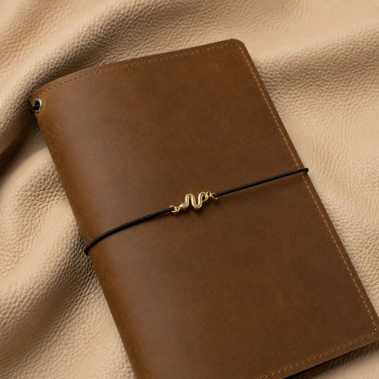 Handmade snake journal charm with metal clasp, elegant notebook accessory for planner decoration