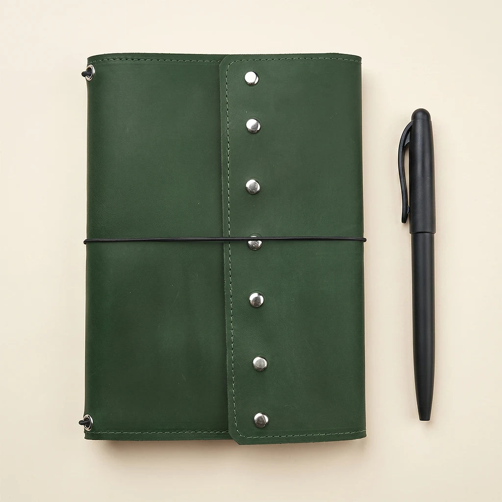 A6 Leather Journal Green