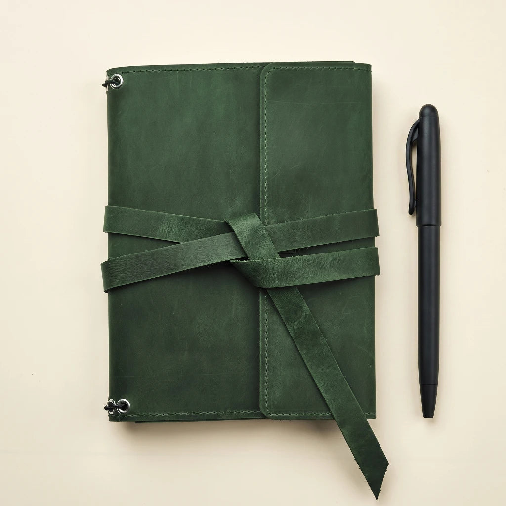 Engraved Leather Journal Green