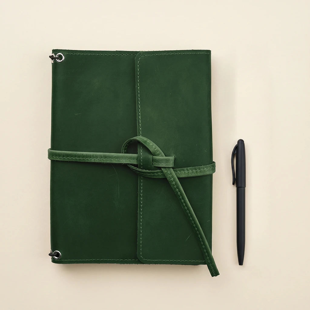 A4 Leather Notebook Green