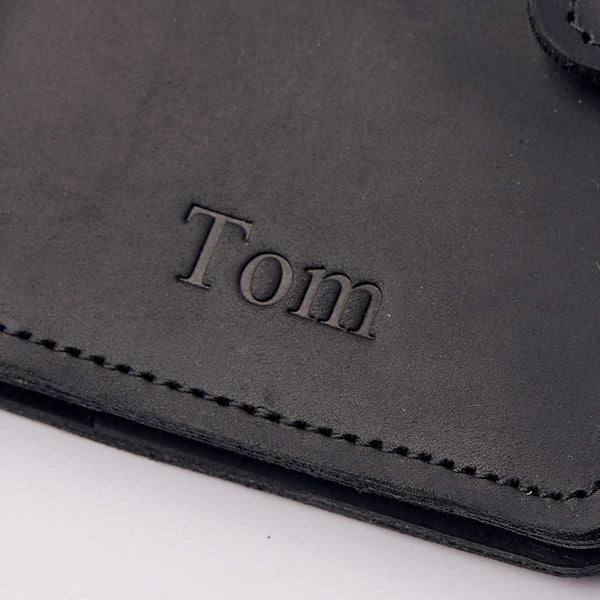 Blind stamping without color on a leather journal cover