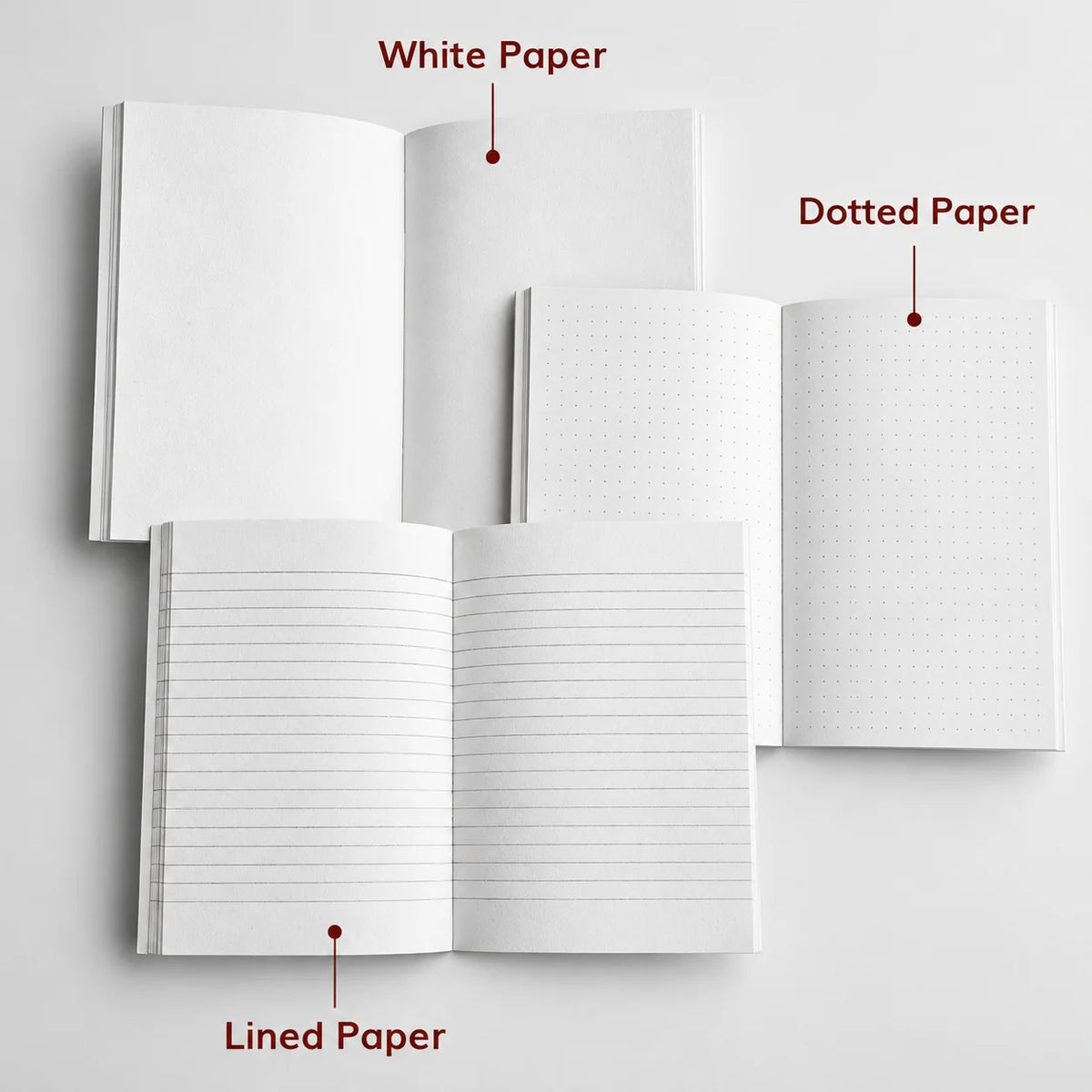 Paper types for Asperaria refillable leather journals — blank and lined