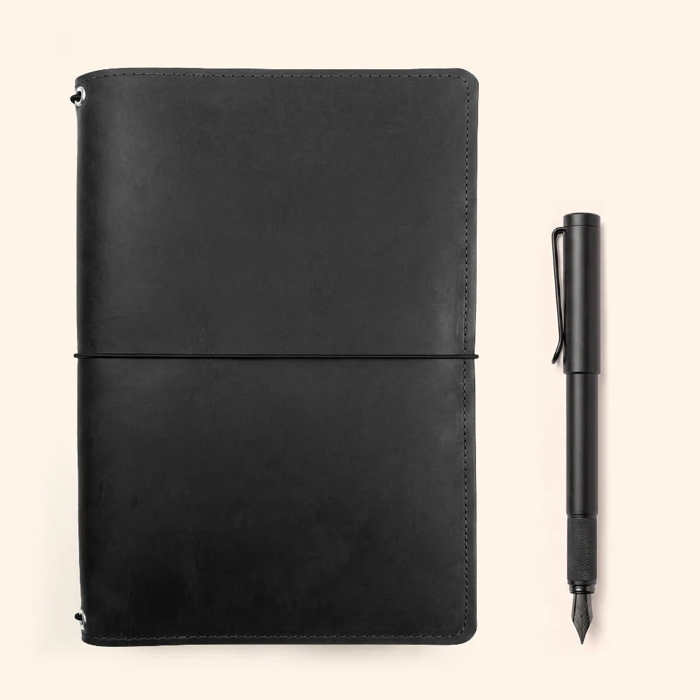 Natural leather cover for building a customizable journal with three inserts.