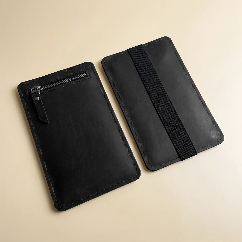 Leather insert pocket for storing receipts and planner supplies