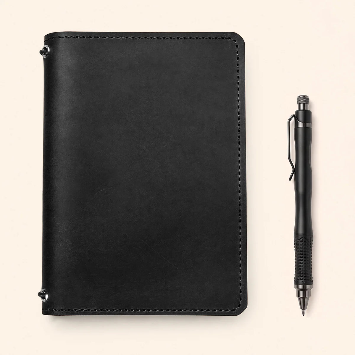 Premium genuine Crazy Horse cover showcasing distinctive grain, twin bands, and practical pockets