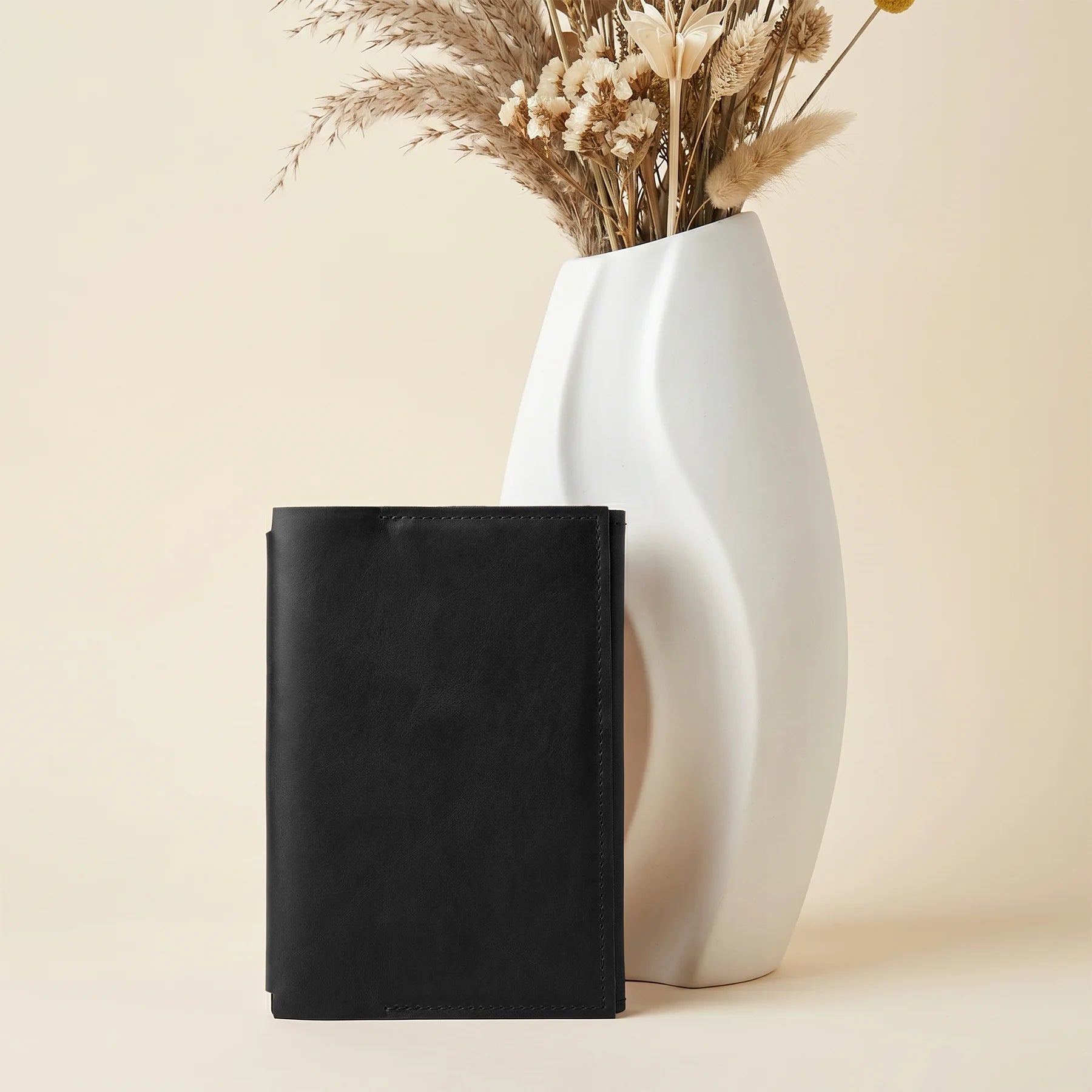 Genuine leather journal insert with storage pockets and slim design