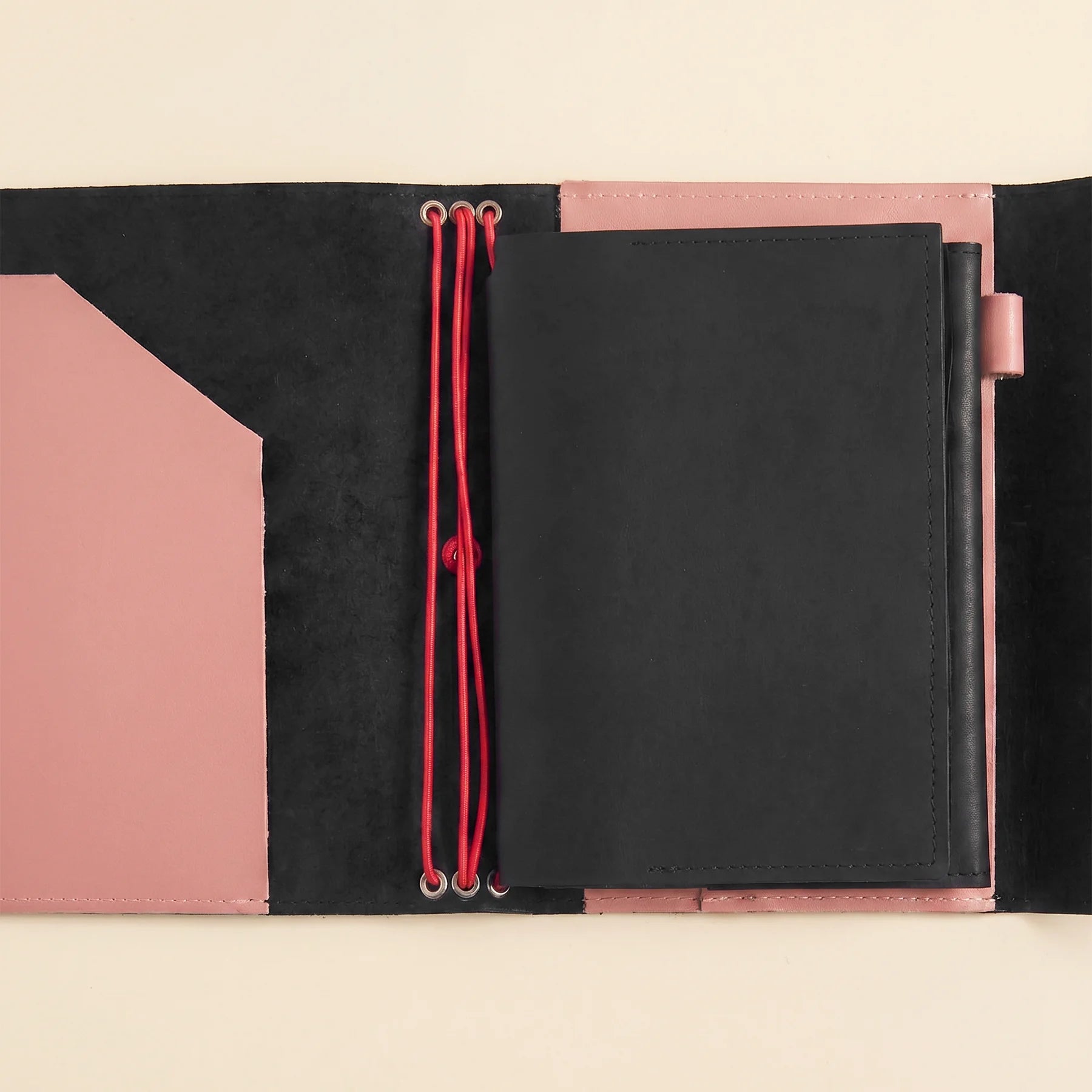 Natural leather notebook organizer insert with practical compartments