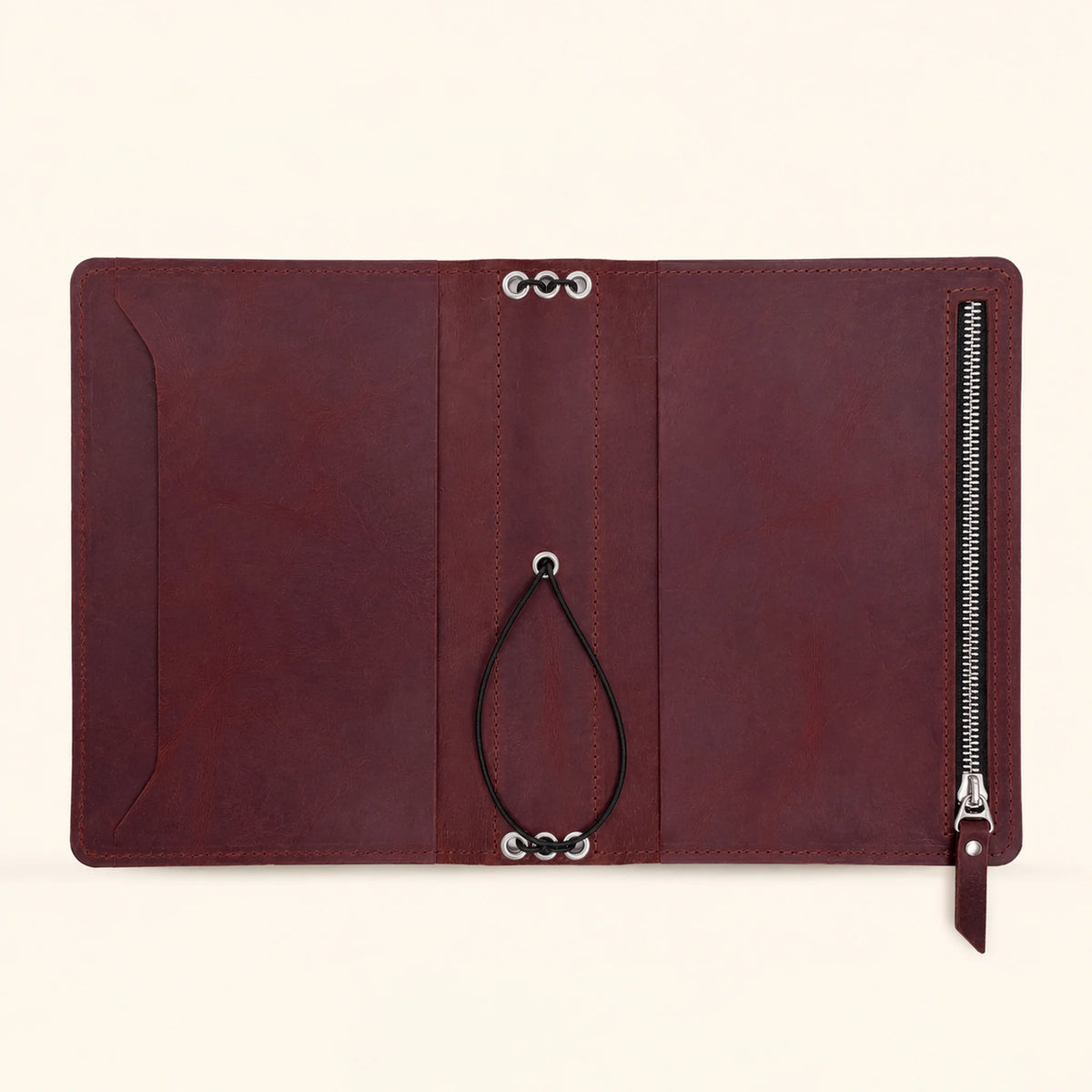 Genuine leather journal cover with multiple pockets for organized everyday essentials