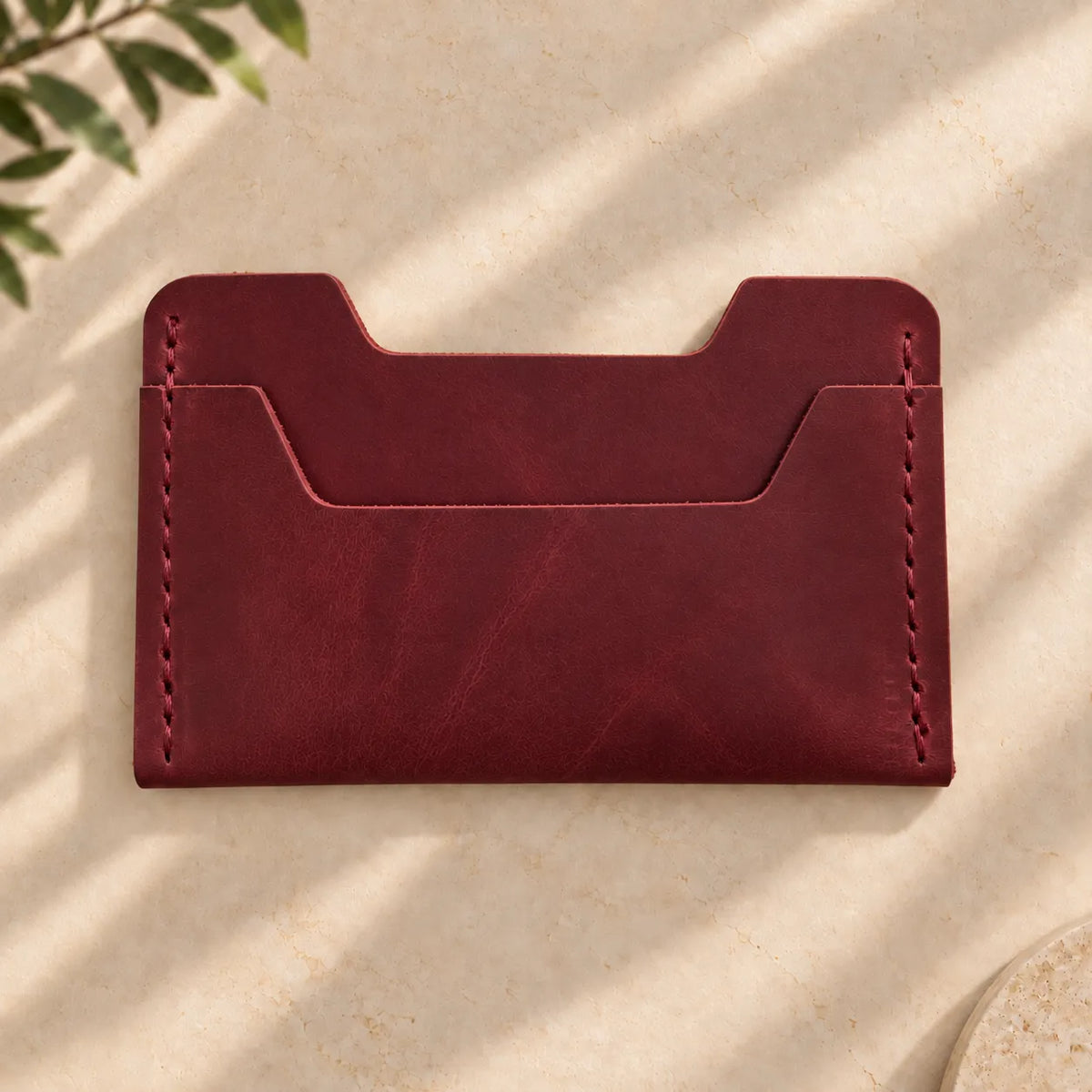 Compact genuine leather wallet with functional two-slot design