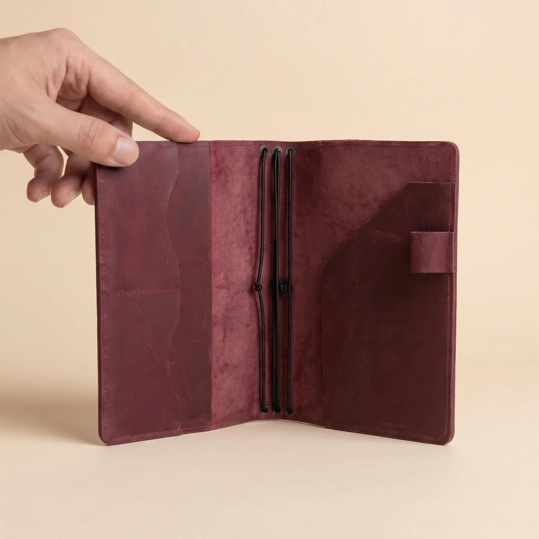 Premium refillable leather notebook cover crafted from authentic full grain leather.