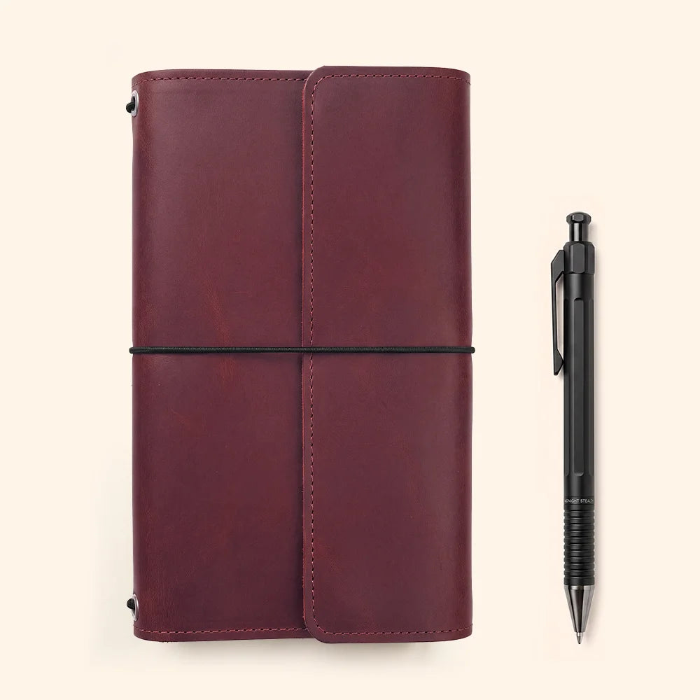 Artisan leather journal organizer with built-in pockets and a sturdy holder for everyday pens.