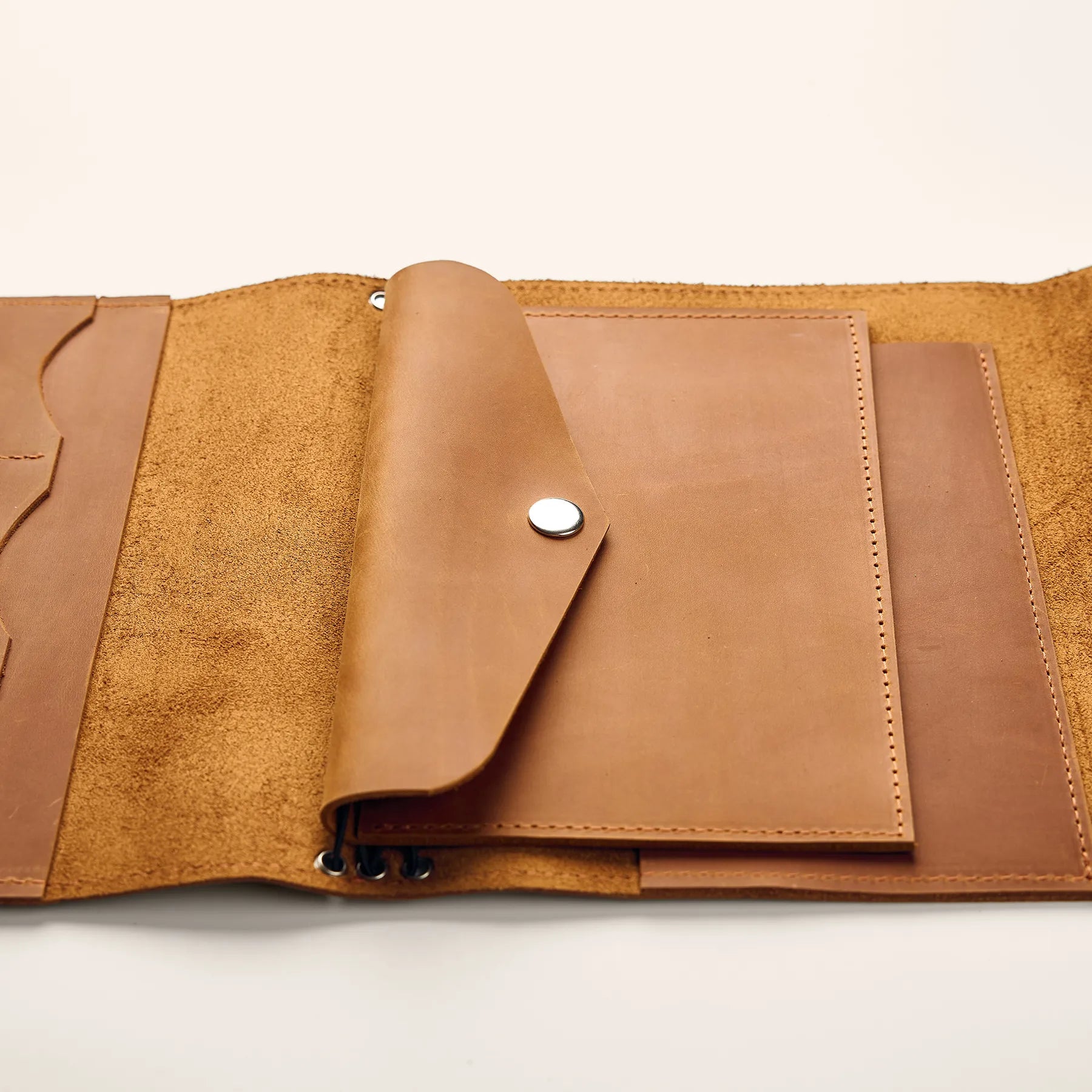 Minimalist leather envelope insert for travel journal or planner