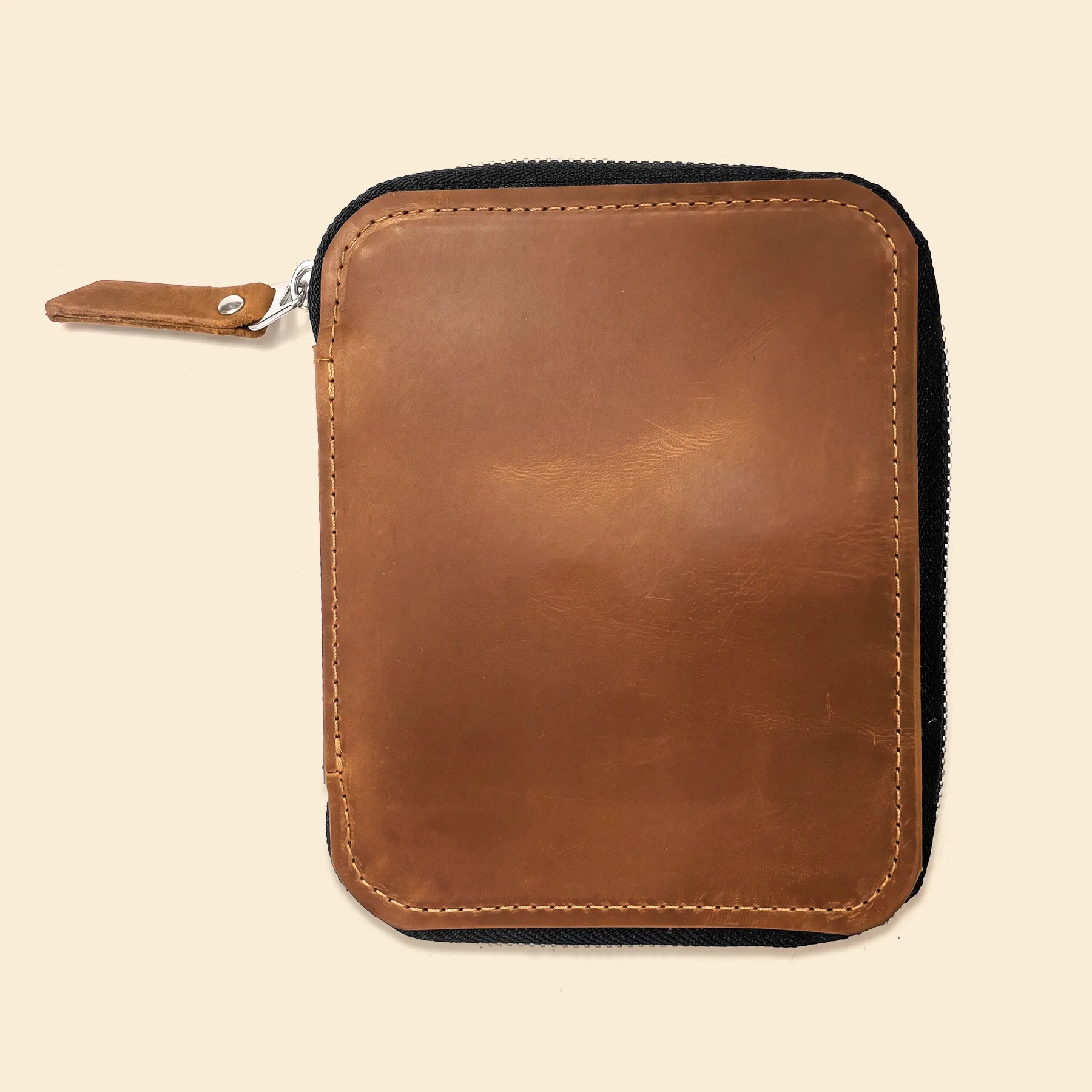 Durable genuine leather pen pouch with zipper and elegant handcrafted finish