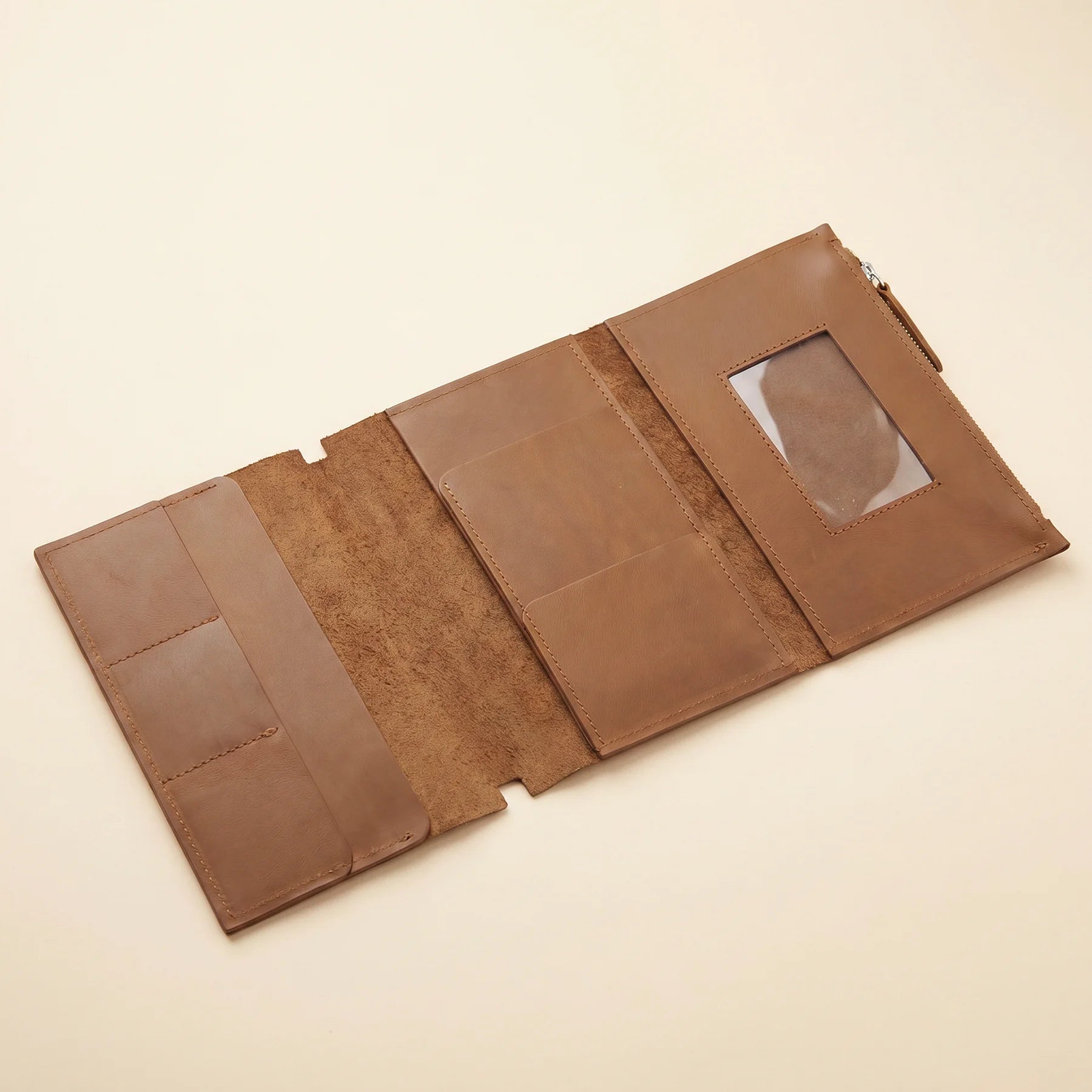 Leather pocket insert crafted from genuine leather for notebooks