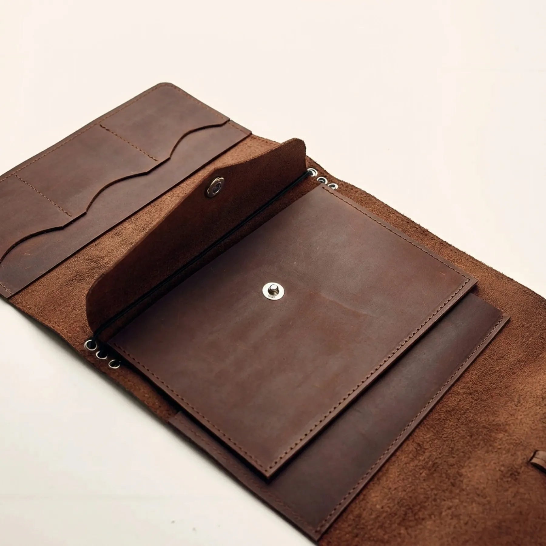 Handmade leather envelope pouch insert for planner organization