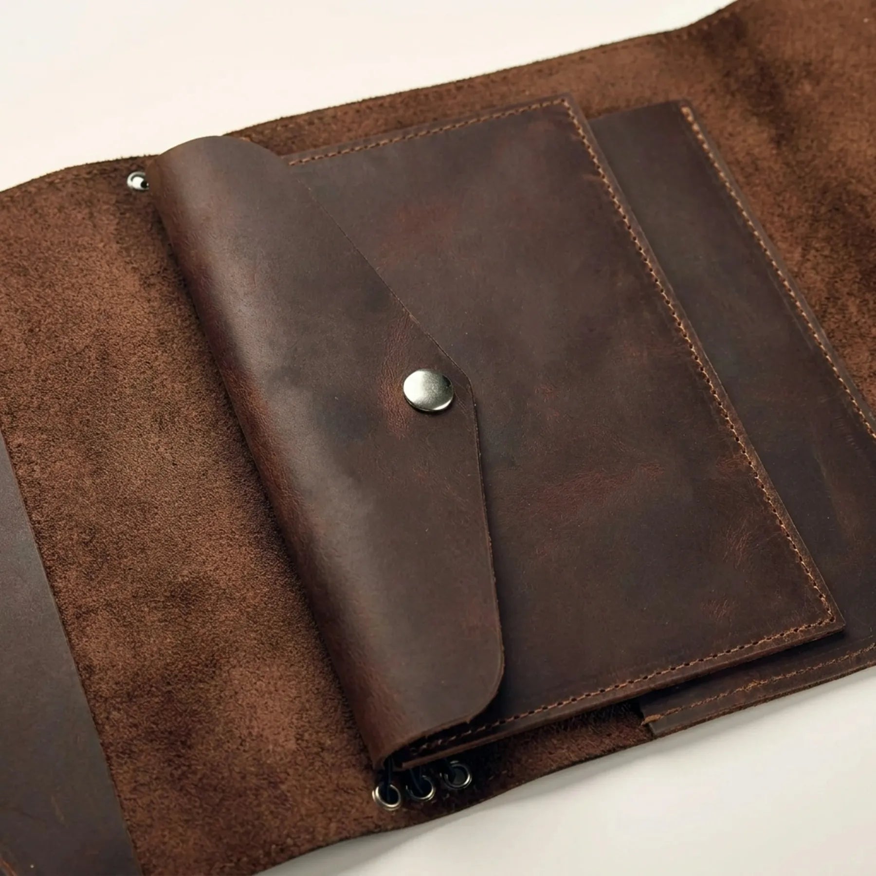Premium leather envelope pocket for journal and notebook covers