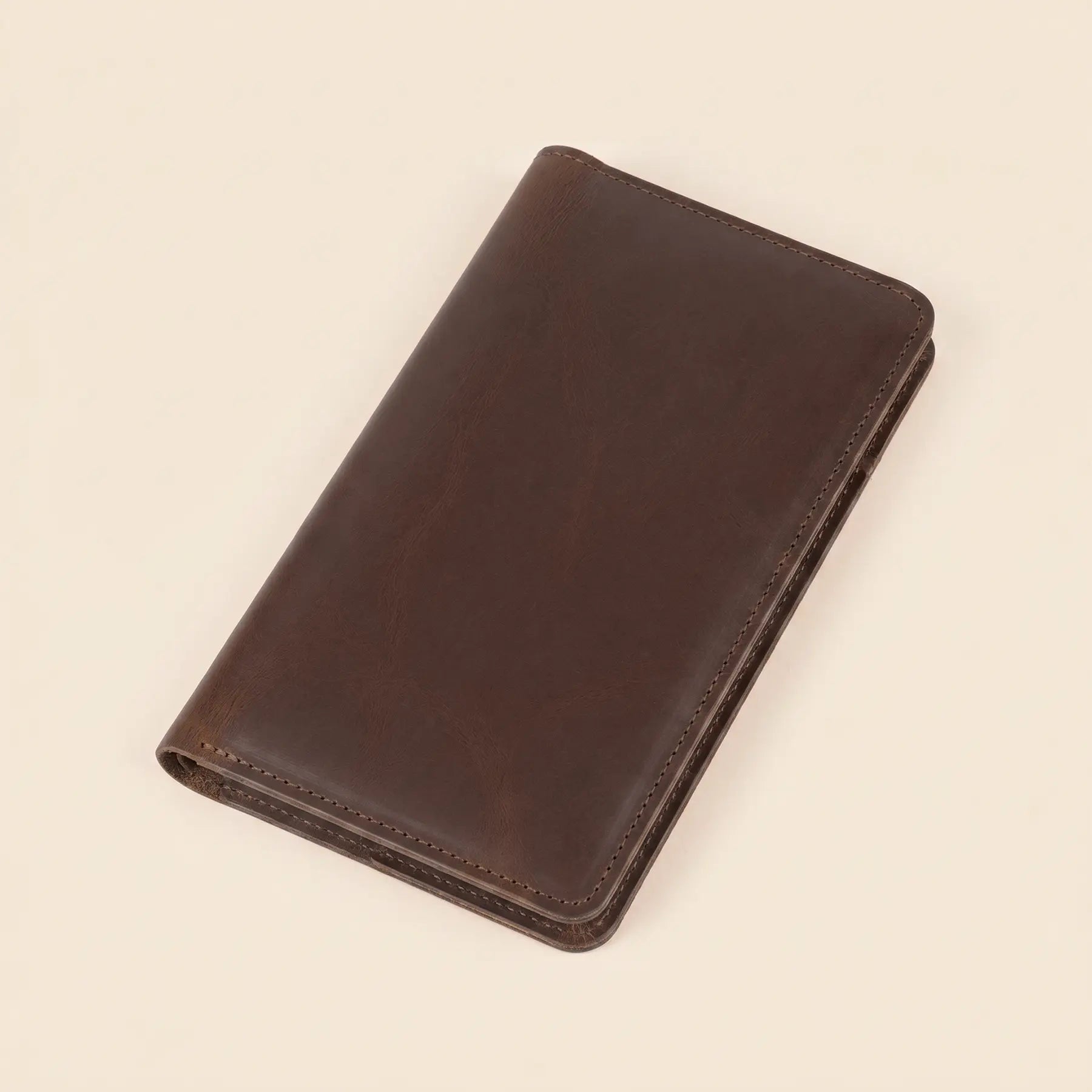 Genuine leather long wallet with spacious layout for cards, cash, receipts, and small essentials.