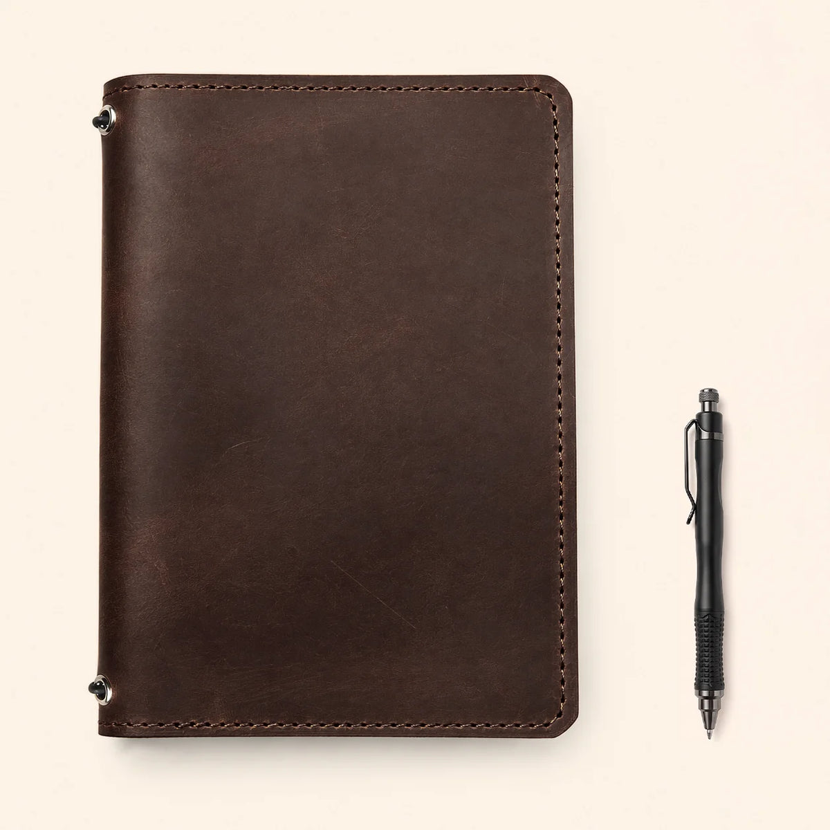 Handcrafted first grade Crazy Horse journal case featuring dual bands and internal compartments