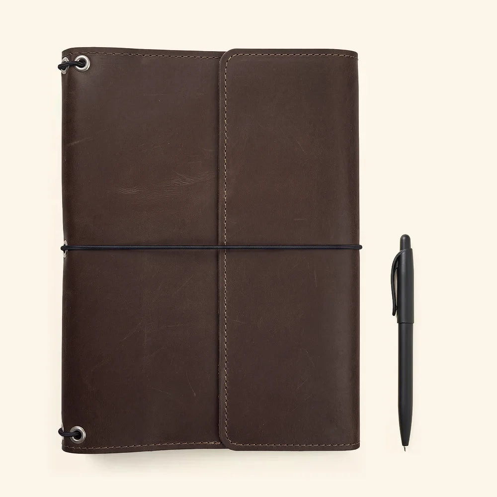 Handmade refillable journal cover crafted from genuine leather for lasting everyday performance.