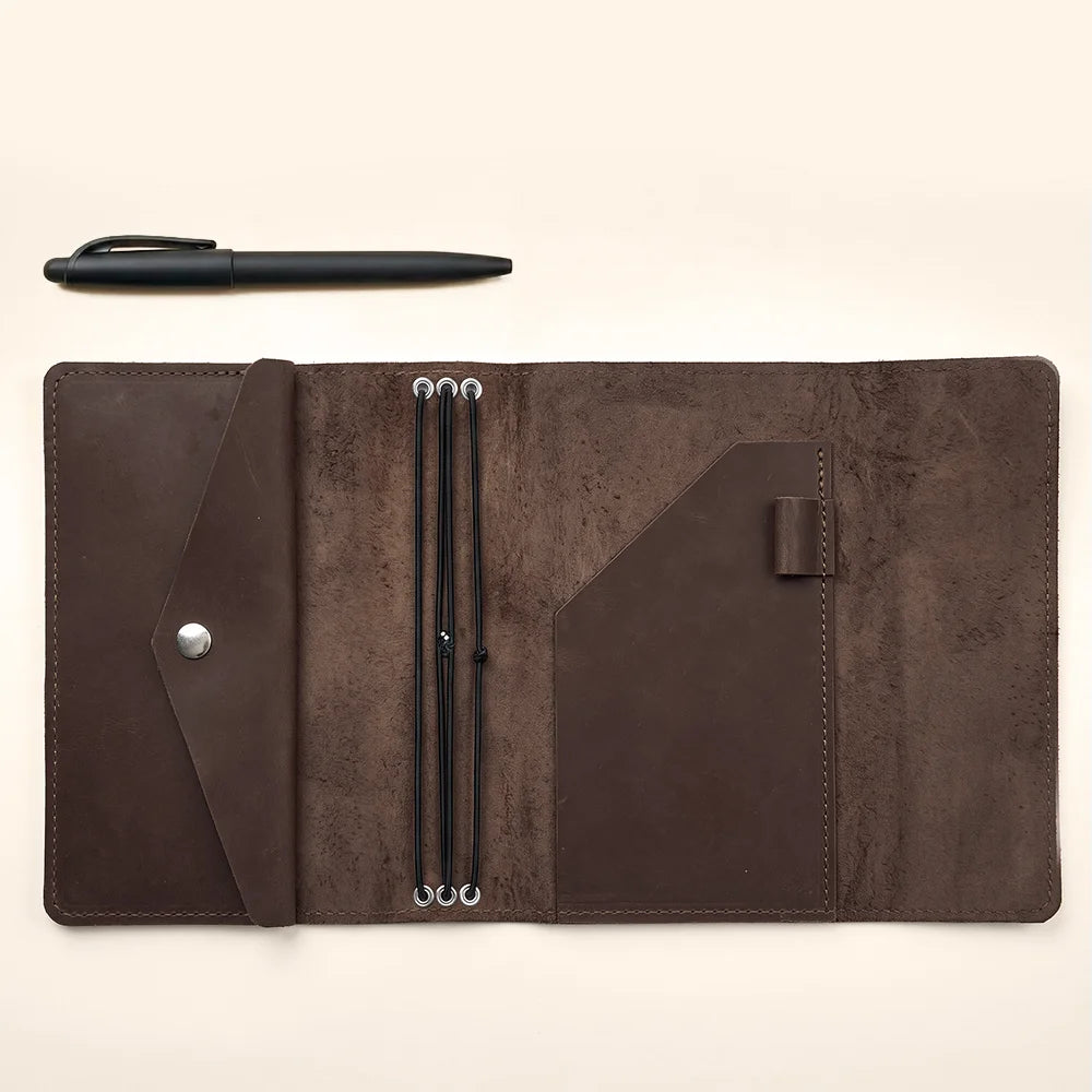 Genuine leather notebook holder designed for organized journaling, planning, and professional daily use.
