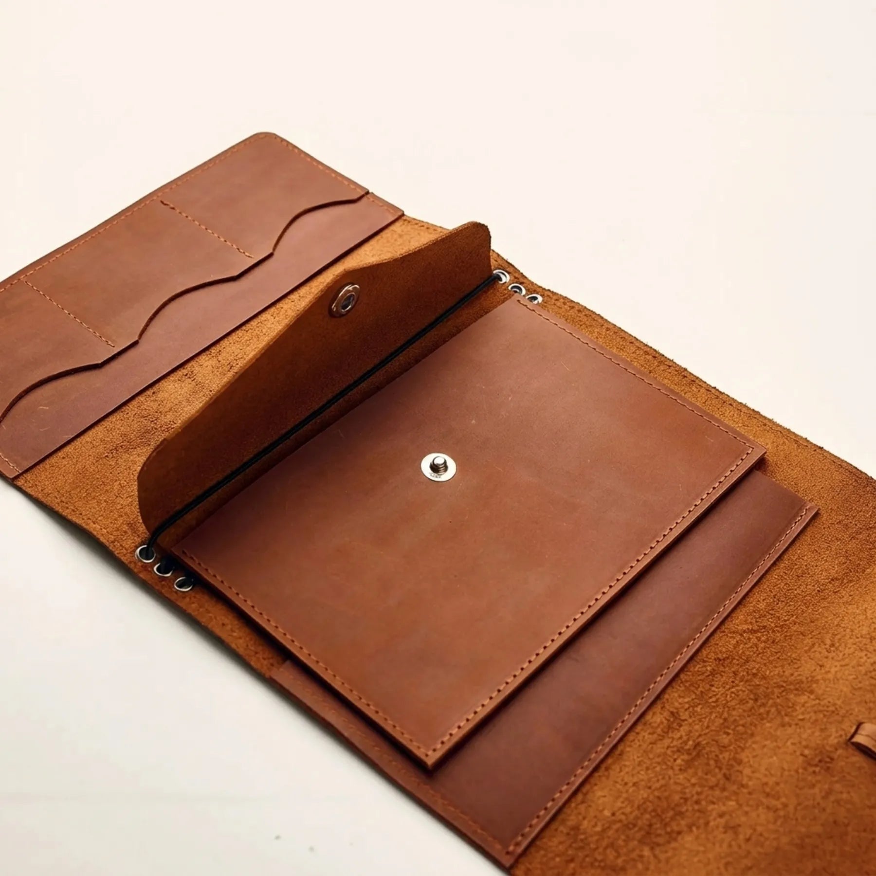 Leather envelope pocket insert for refillable notebook covers